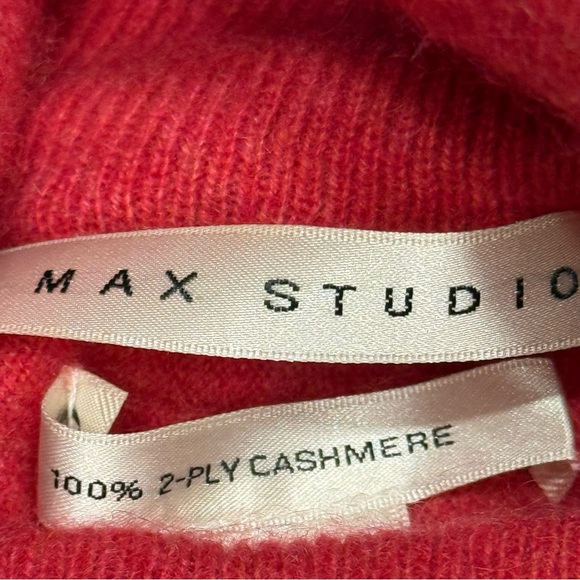 Max Studio Vibrant Red Cowl Neck Sweater 100% 2-Ply Cashnere - Picture 2 of 7
